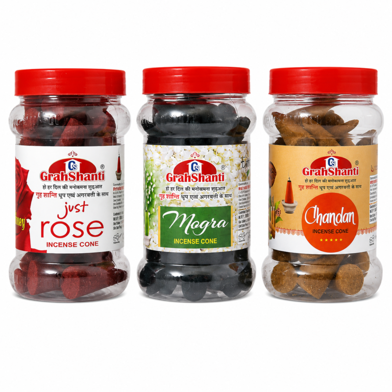 Grahshanti Dhoop Cone Jar Multi Fragrance (Pack of 3)