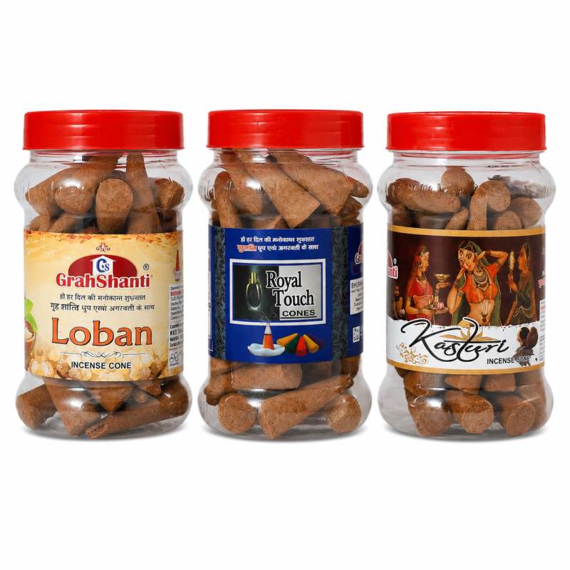 Grahshanti Dhoop Cone Jar Multi Fragrance (Pack of 3)