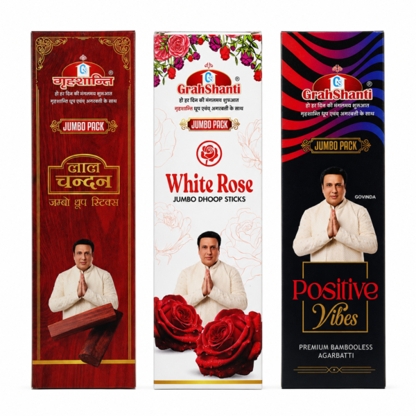 Grahshanti Jumbo Dhoop Stick – Lal Chandan, White Rose and Positive Vibes